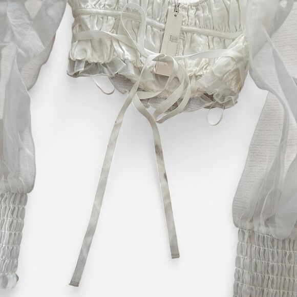 For Love & Lemons Gabrielle Satin Organza Corset Top Coquette Romantic Lace-Up S - Picture 8 of 8